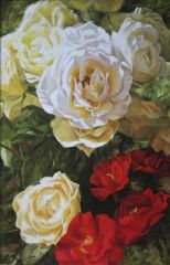 róże, roses, oil, canvas, 115x75cm