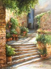 Tajemnicze schodki, Prowansja, Provence, olej, płótno 60x40cm