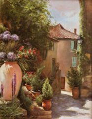 Prowansja - wielka donica, Provence, olej, płótno 40x30cm
