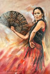 Flamenco, olej, płótno 70x45cm