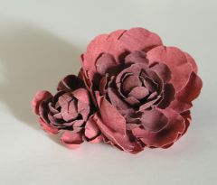 Piwonia 2, broszka,  kwiat z materiału, formowany len 10x8, flower made of material