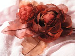 Broszka, Piwonia, kwiat z materiału,  12x9cm, len formowany, flower made of material