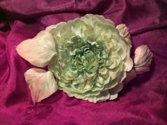 Piwonia, broszka z jedwabiu,  kwiat z materiału, /Peony, millinary silk flower, brooch, flower made of material