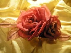 Broszka, Róża, kwiat z materiału,  16x9cm, len formowany, flower made of material