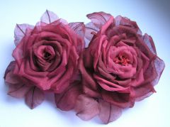broszka, róże, cienki len, kwiat z materiału, millinary silk flowers, handmade,17x14cm, flower made of material