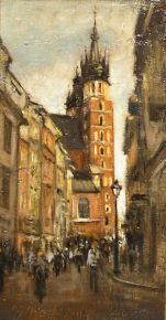 Krakow - Florianska, olej, 36x18