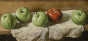 Jabłka, Apples, olej, oil, 34x17cm