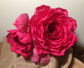 Róża, Rose, broszka z materiału, broche, jedwab, silk