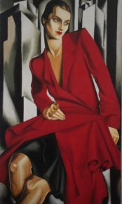 Łempicka - dama w czerwieni, olej, płotno 92x50cm